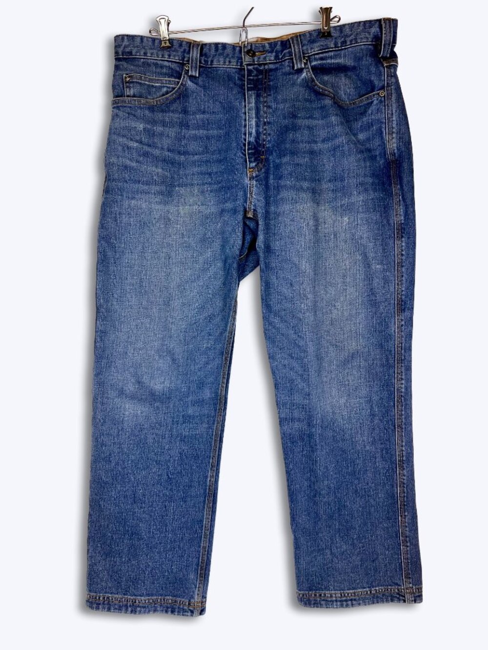 Duluth Trading Co Men 38x28 Flex Ballroom Relaxed Fit Stretch Jeans Blue Denim